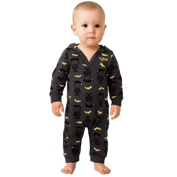 Carter's Boys One-Piece Fleece Hooded Romper Size 18M - Skeleton Bat Print