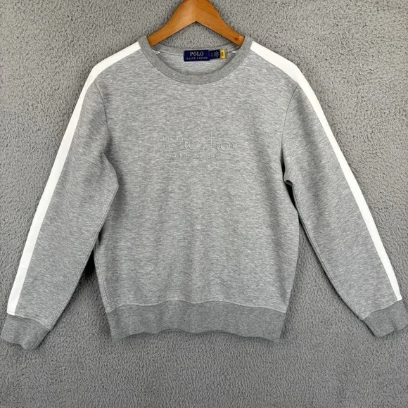 Polo Ralph Lauren Sweatshirt Mens Small Heather Gray Spell Out‎ Logo Crewneck