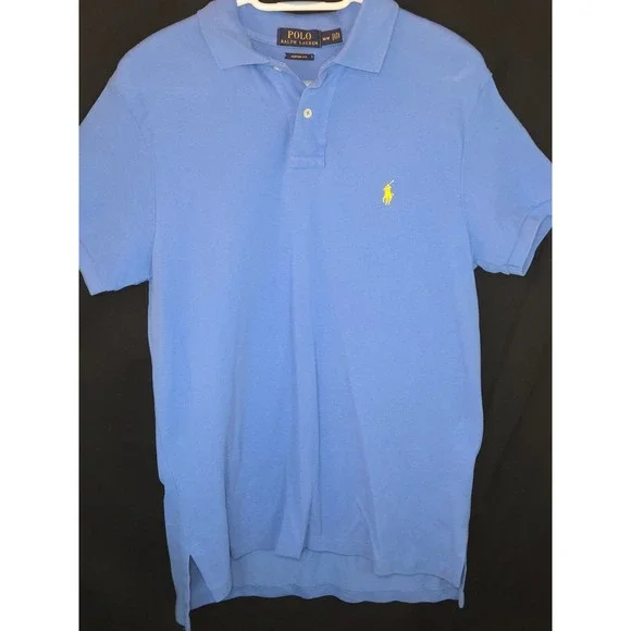 Polo Ralph Lauren Custom Fit Blue Yellow Pony Short Sleeve Men's‎ M