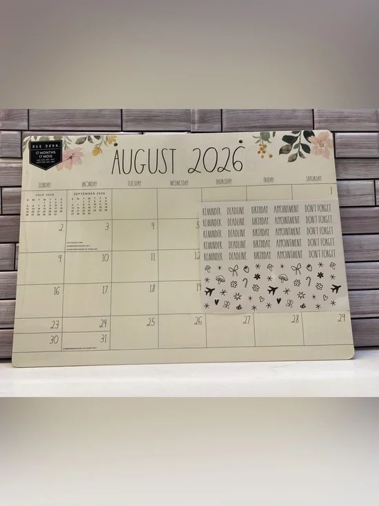 Rae Dunn ❤️2027 17-Month Desk Blotter Calendar/Planner “Flower”  New