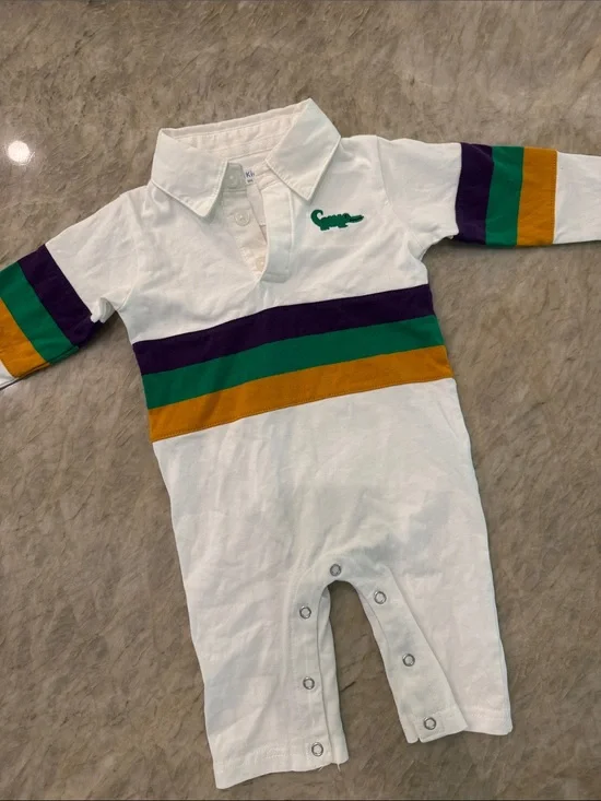 LB Kids Mardi Gras Rugby Stripe One-Piece