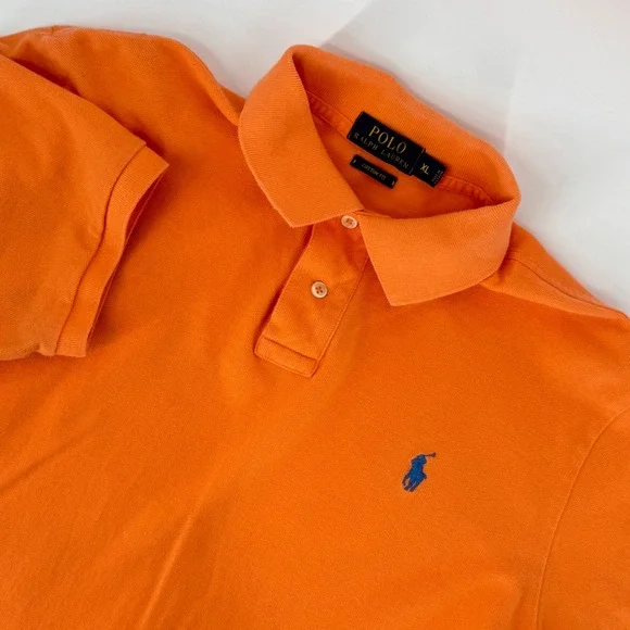 Polo Ralph Lauren Orange Custom Fit‎ Polo Shirt Men's XL Short Sleeve