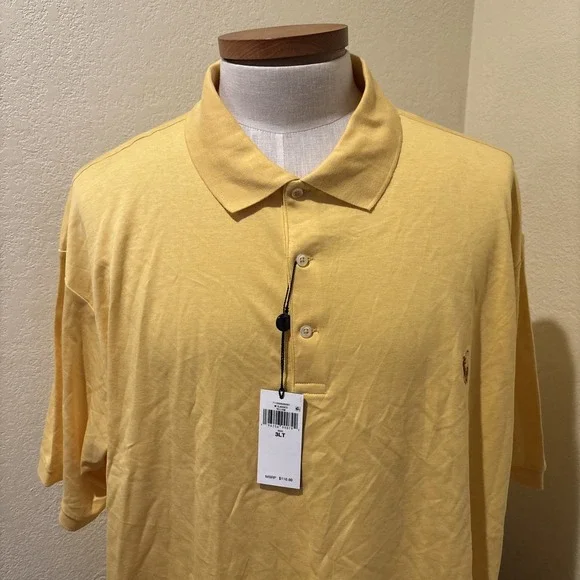 POLO Ralph Lauren Men's TALL 3XLT Yellow Brown Pony 100% Cotton Shirt NEW $110