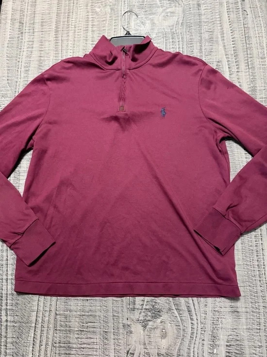 Polo by Ralph Lauren Luxury Jersey Men's 1/4 Zip Long-Sleeve Pullover in Maroon