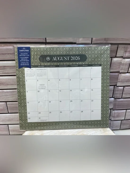 Simplified ❤️ 17-month 2027 Magnetic Monthly Pad Calendar New