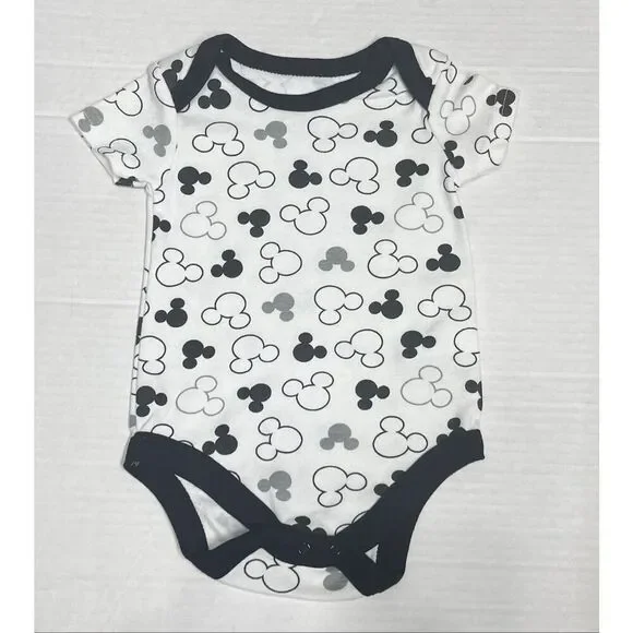 Disney Baby Black And White Mickey Heads Bodysuit   Boys Size 3/6 Months