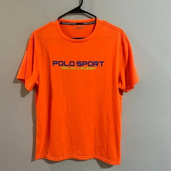 Polo SPORT Ralph Lauren Retro Thermovent Orange T Shirt Spellout MENS M‎