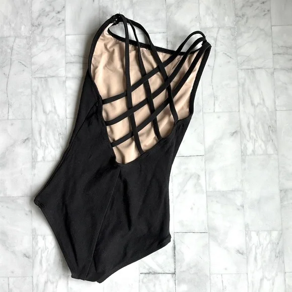 Theatricals Girls Black Cotton Triple Strap Tank Leotard