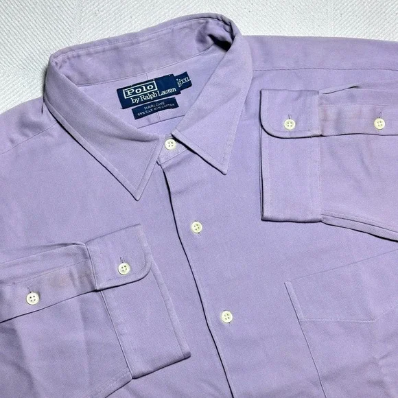 NEW Polo Ralph Lauren Button Shirt Mens 2XL Marlowe Silk Cotton‎ Lavender Purple