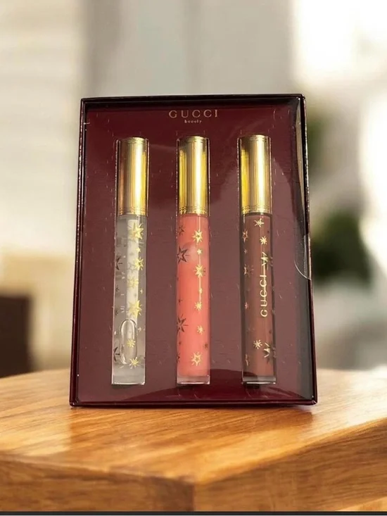 Gucci Lip Gloss Trio - Clear, Pink, Brown