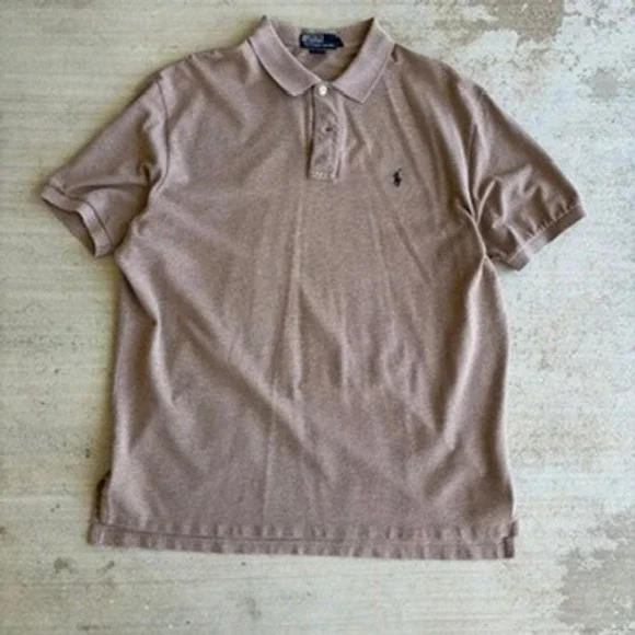 VTG Polo Ralph Lauren Shirt Men XXL Brown Short Sleeve Pony Collared Cotton Golf