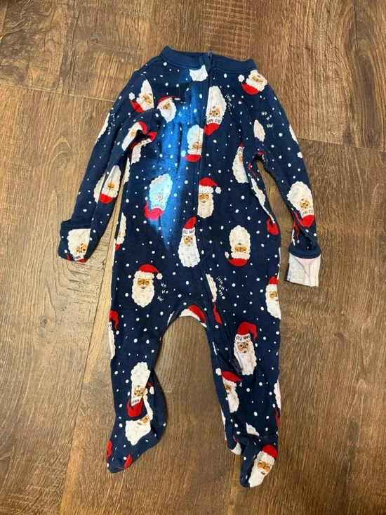Old Navy Navy Santa Print Kids One-Piece Footie Pajamas