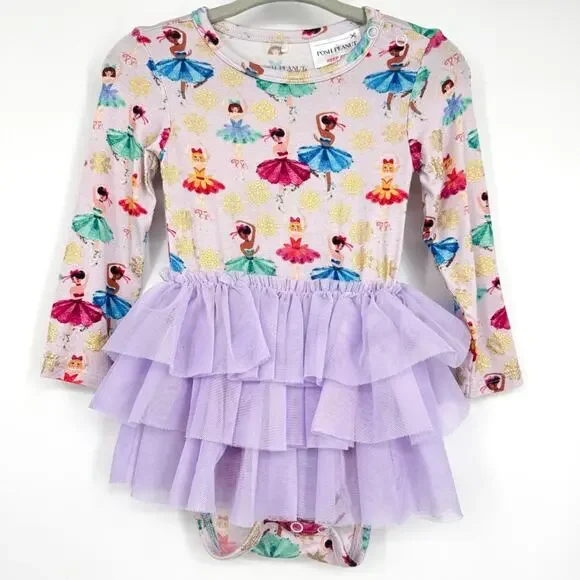 Posh‎ Peanut Adalyn Tulle Tutu Bodysuit Dress 6-12 Months Ballerina
