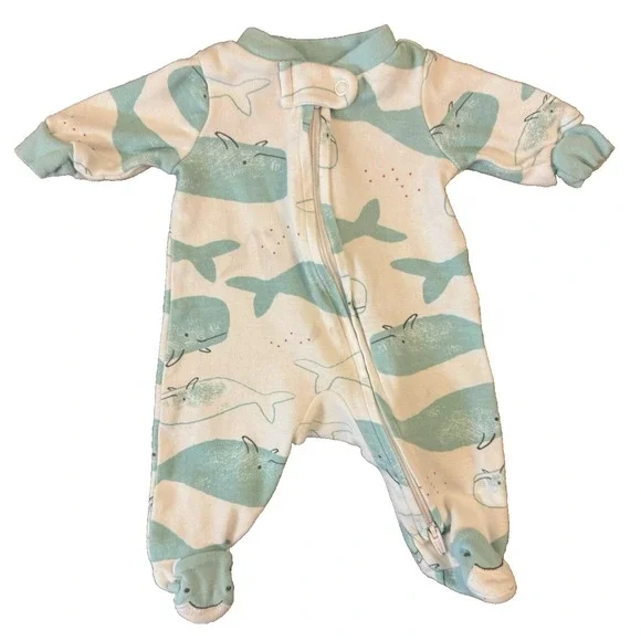 Carters Preemie Baby‎ Boy Sleeper Outfit Whales Fish Romper Cotton Reborn Doll