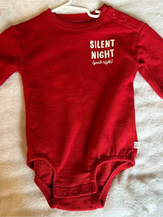Red Silent Night Baby One-Piece Bodysuit - Unbranded