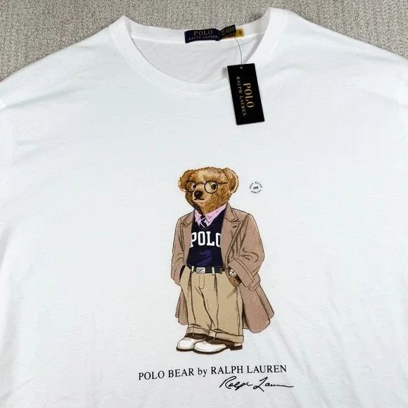NEW Polo Ralph Lauren Mens 3XB White Polo Bear Trench Coat Short Sleeve T-Shirt