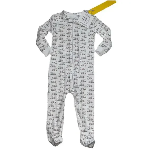 Lila And Hayes Parker 1-Piece Baby Size 9-12 Mo White Bunny Easter Pajamas NWT