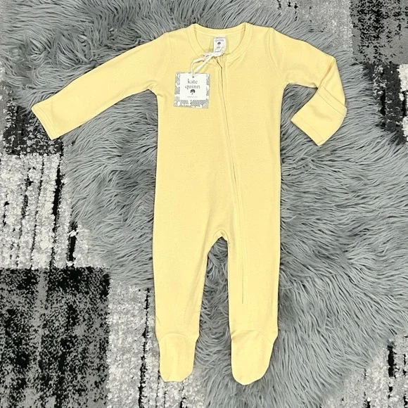 Kate Quinn Infant Long Sleeve Zipper Footie In Buttercup Yellow Size 6-9 Month