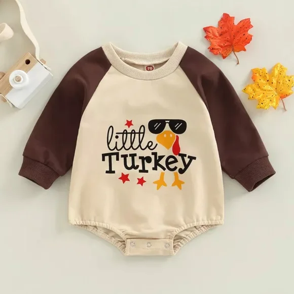 Thanksgiving Little Turkey Baby Girl Boy Bodysuit Romper Jumpsuit