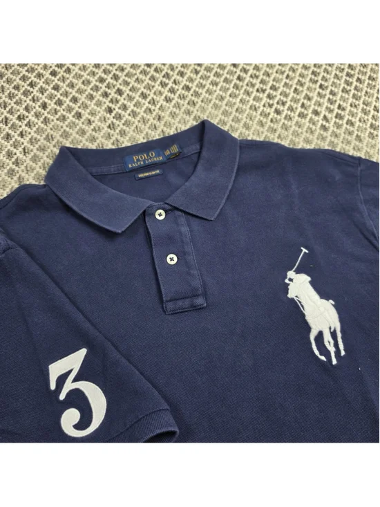 Polo Ralph Lauren Big Pony Polo Shirt Men’s XXL Navy Custom Slim Fit #3 Cotton