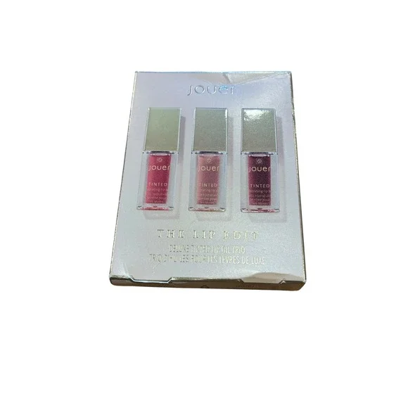 Jouer The Lip Edit Deluxe‎ Tinted Lip Oil Trio Gift Set Reve Bardot Bordeaux NIB