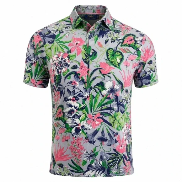 Polo Ralph Lauren Performance Polo Mens Medium Multi Floral Tropical Golf Shirt