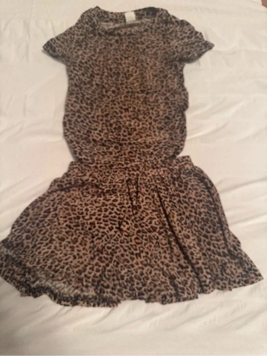 SHEIN Leopard Print Two-Piece Dress Set - Brown and Black