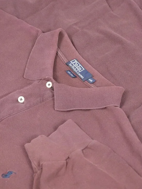 Polo Ralph Lauren XXL/3XL Long Sleeve Polo Shirt Cotton Brown Maroon