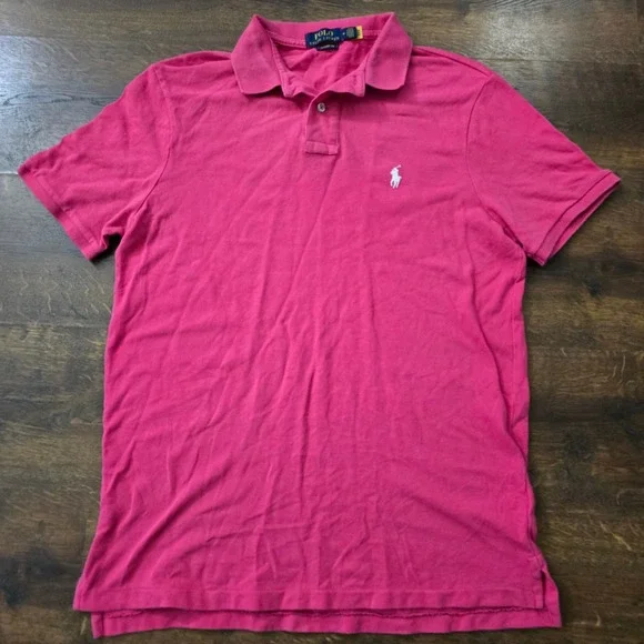 Polo Ralph Lauren Mens Classic Fit Pink Cotton Pique Short Sleeve Polo Shirt M