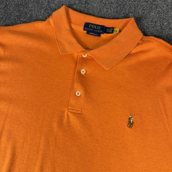 Polo Ralph Lauren Classic Fit Polo Shirt Mens XXL Peach Tonal Pony Cotton Orange