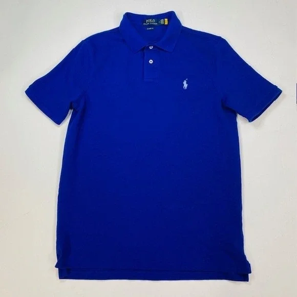 Polo Ralph Lauren Mens Classic Fit Cotton Mesh Polo Shirt Royal Blue Medium Logo