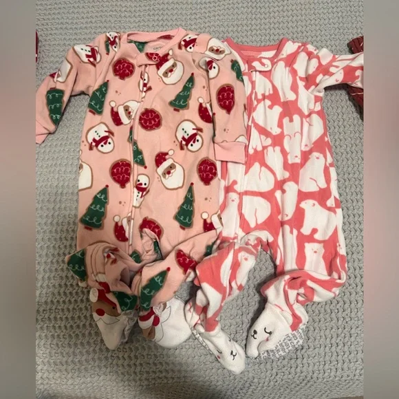 2 carters fleece sleeper 12M baby girl