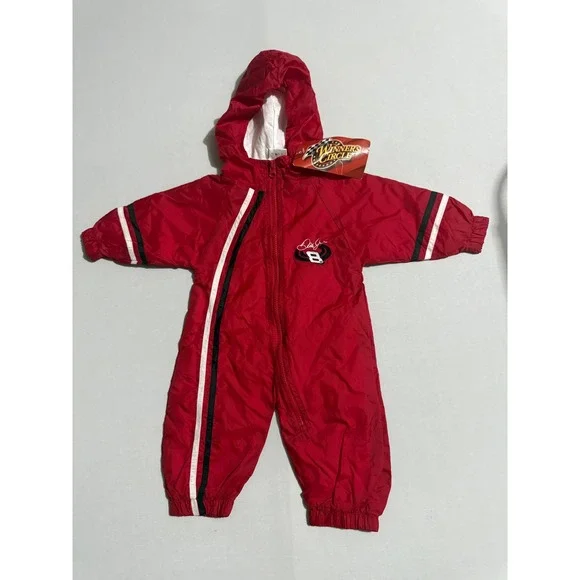 Winners Circle Dale Earnhardt Jr 8 NASCAR Baby Hooded Windbreaker Suit Red 3-6M