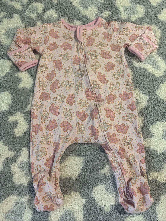 Magnolia Baby Pink Animal Crackers Pima Cotton Footie Pajamas 2 Way Zip Front 3M