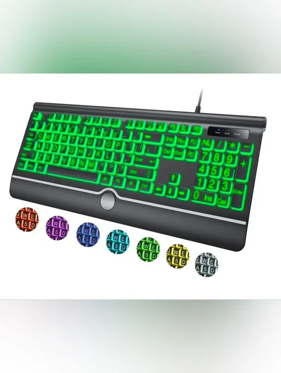 Gaming Backlit USB Keyboard - Green LED