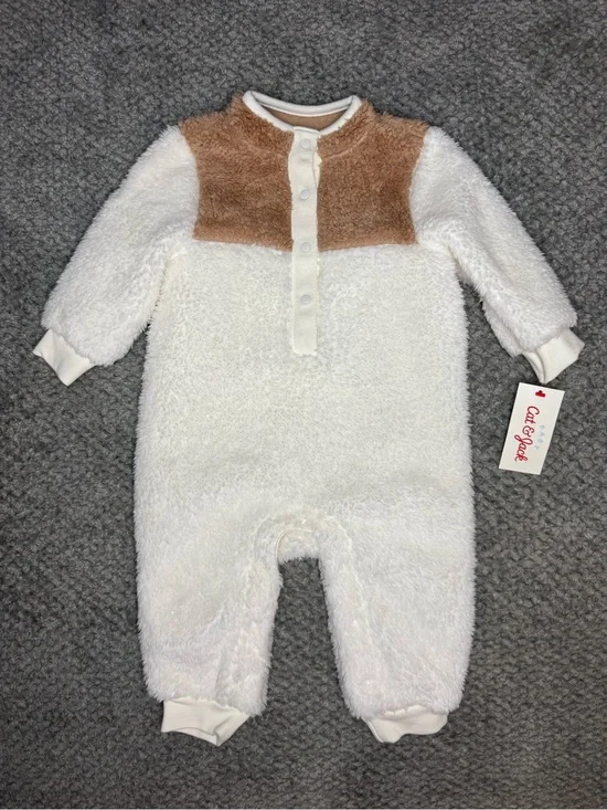 Cat & Jack Unisex Baby’s Fleece Winter Snowflake One Piece Outfit - White 6-9M