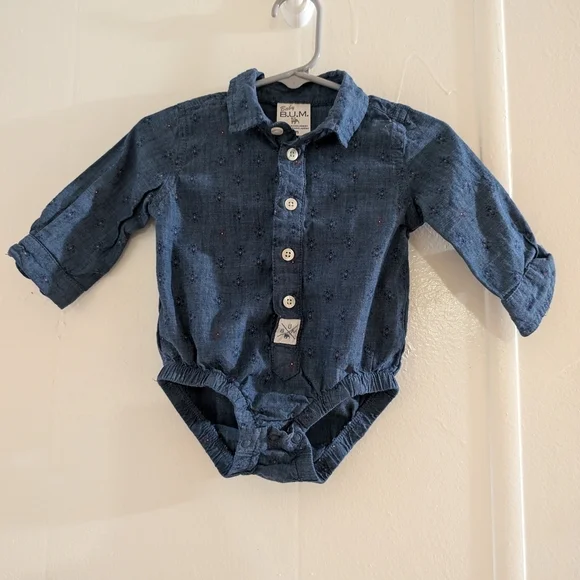 Vintage Denim Blue Kids Bodysuit by Baby B.U.M