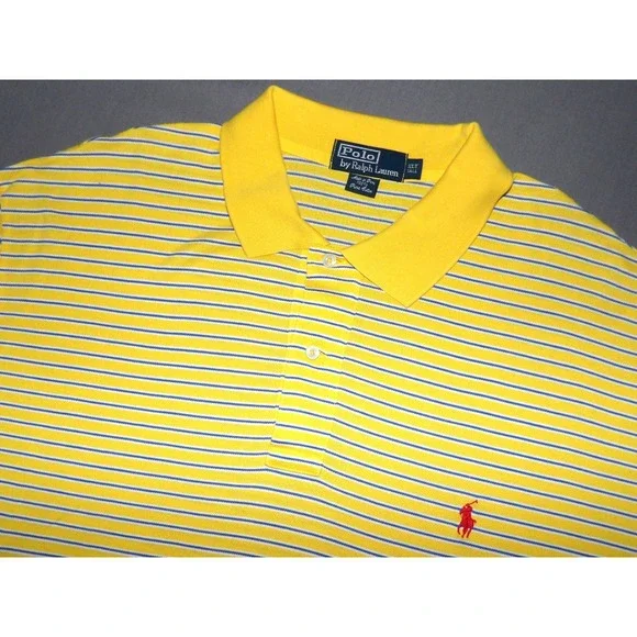 Polo Ralph Lauren 100% Pima Cotton Striped Knit Golf Shirt Men's XL Tall