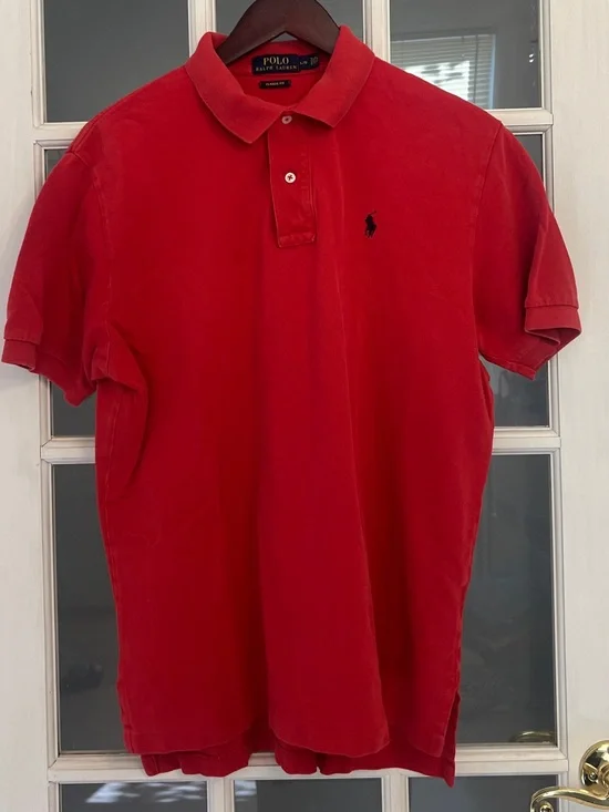 POLO RALPH LAUREN Men’s Red Classic Fit Short Sleeve Polo Shirt Size L