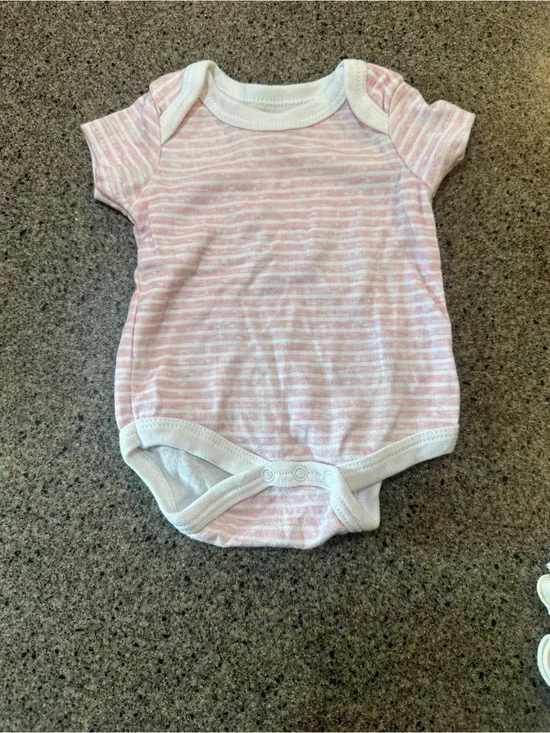 Pink and White Striped Baby Onesie