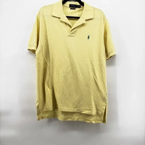 Polo Ralph Lauren Polo Shirt, Short Sleeves, Yellow, Cotton, Men's‎ Size Large