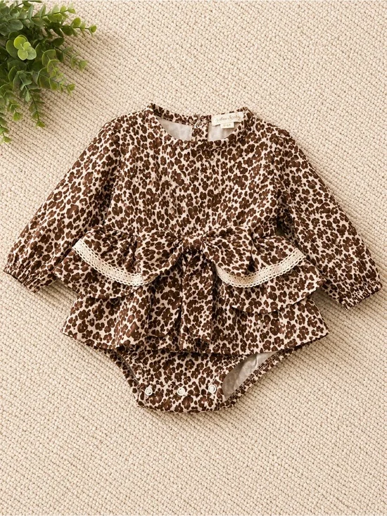 Leopard Print Ruffle Baby Romper