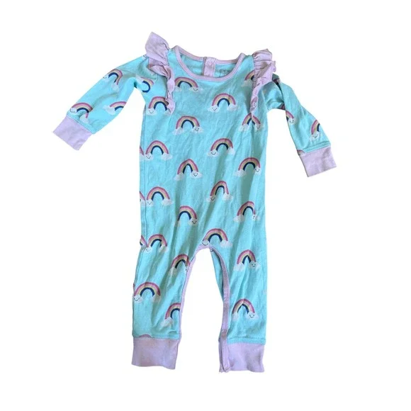 Paris Hilton x Monica + Andy Organic Cotton Baby Double Ruffle Romper‎ Rainbows