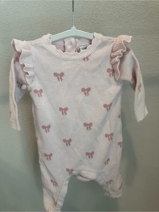 Nordstrom Light Pink Knit One-Piece with Bow Motif