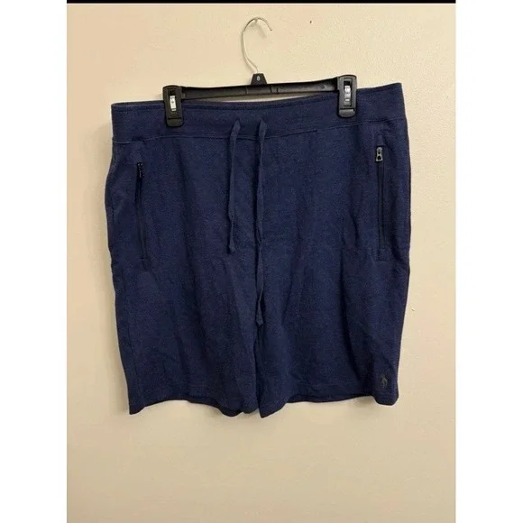 Polo Ralph Lauren Men's XL Blue Jersey Sweat Shorts Drawstring Zipper Pockets