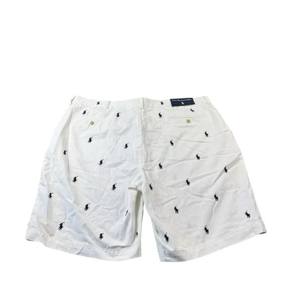 Polo Ralph Lauren White Blue Embroidered Prospect Chino Short AOP Size 40 NWT