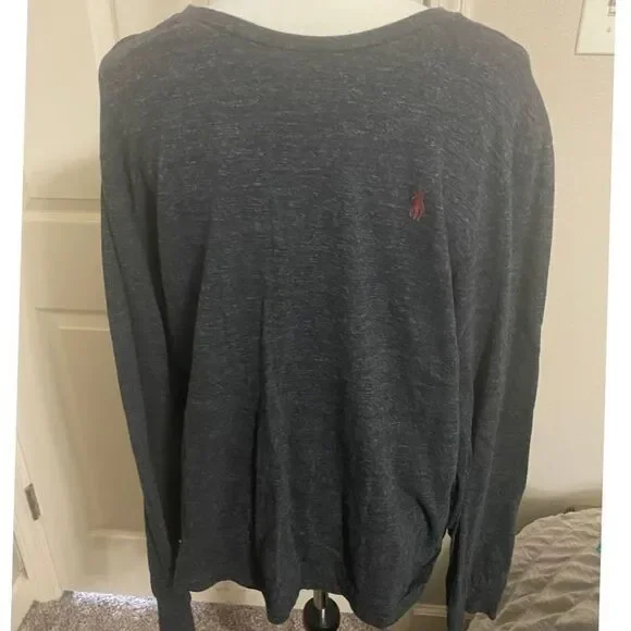 Polo Ralph Lauren‎ Men's Large Charcoal Gray Long Sleeve Shirt Classic Preppy
