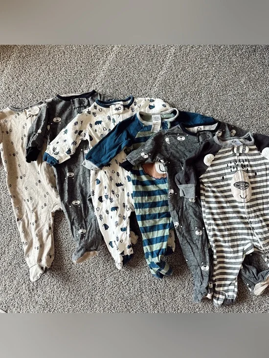 100% Cotton 0-3 Months Gerber Sleepers Pajamas Baby Boy Sleep N Play Bundle