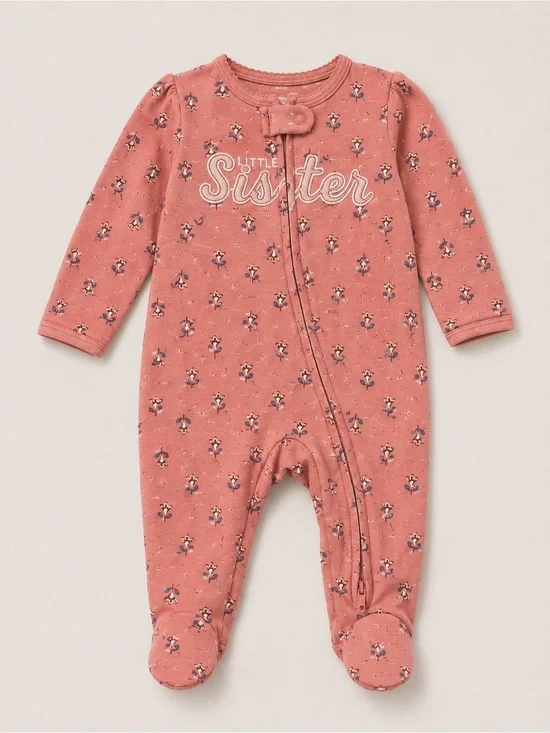 Carter’s - Double Zipper Sleeper W/ ‘Little Sister’ (Cotton) - 3M