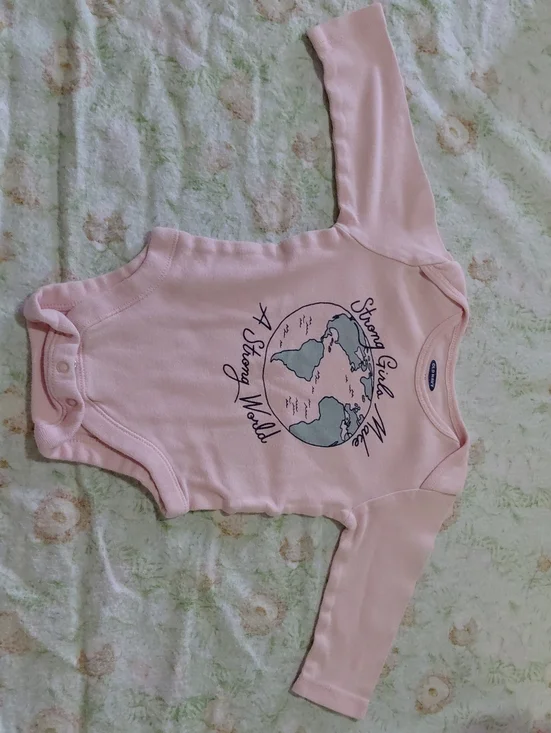 Old Navy Pink Long-Sleeve 'Strong Girls Make A Strong World' Baby Bodysuit
